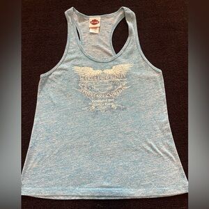 Harley-Davidson Baby Blue Tank Top  Rubber city, Akron Ohio XL